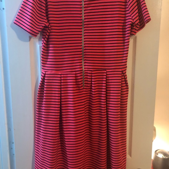 LuLaRoe Amelia, hot pink with black stripes. Two pocketed dress. - Picture 2 of 4